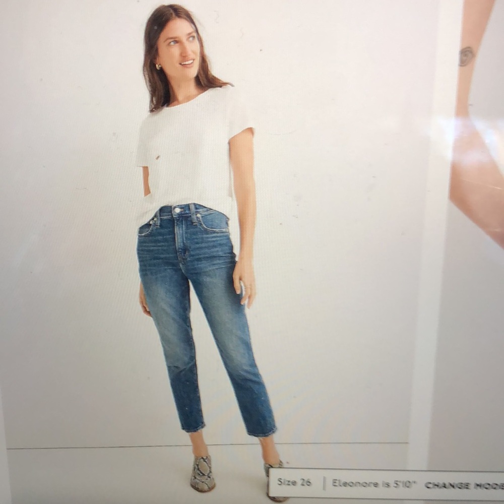 Madewell The High Rise Slim Crop Boyjean in Lavern Wash size 26